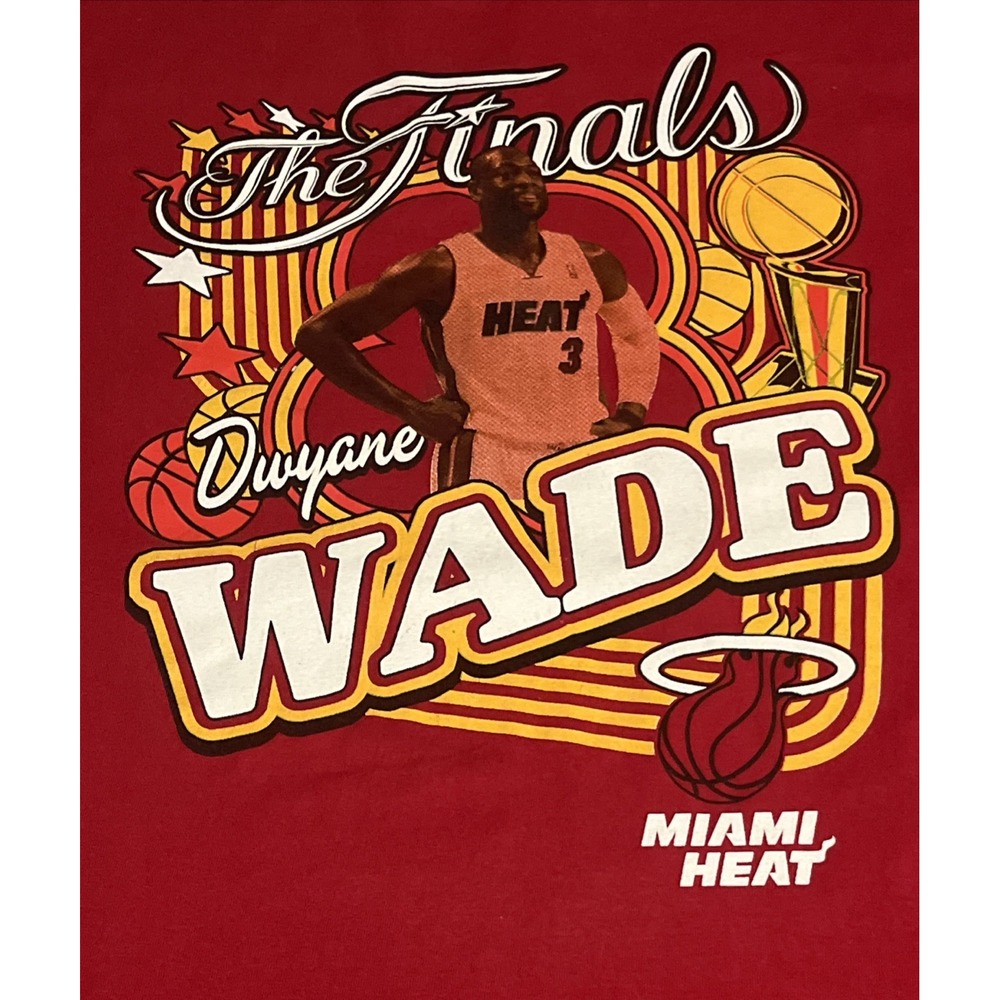 Vintage Miami Heat Dwyane Wade 2-Sided Majestic‎ NBA Finals T-Shirt Men's 2XL - Picture 2 of 15